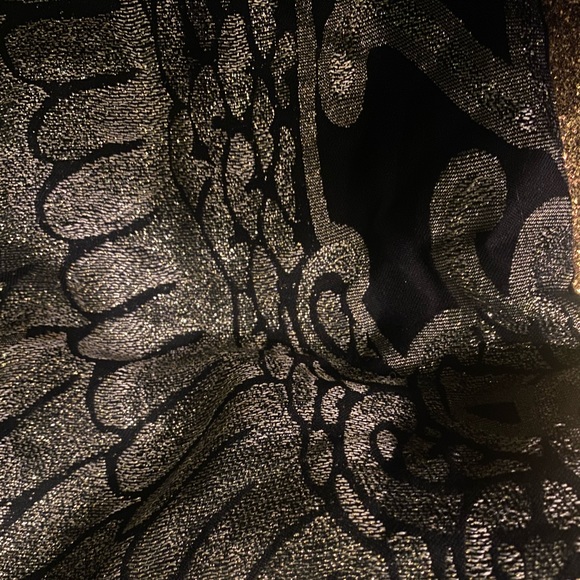 CYNTHIA ROWLEY BLACK GOLD SLVR BOHO GORG ORIENTAL Scarf VNTG RARE - Picture 5 of 8